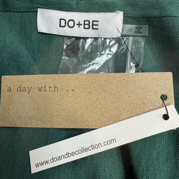 DO+BE Women's Green Wrap Dress Long Sleeve Ruffle Hem V-Neck Mini Dress Medium - Picture 7 of 10